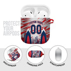 Personalised Western Bulldogs Fan Pride AirPods Case Muscular Bulldog Mascot Graphic Art With Melbourne City Skyline