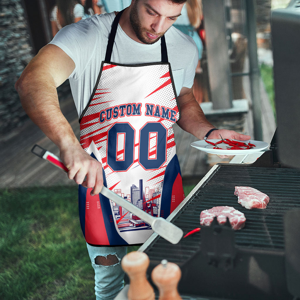Personalised Western Bulldogs Fan Pride Apron Muscular Bulldog Mascot Graphic Art With Melbourne City Skyline