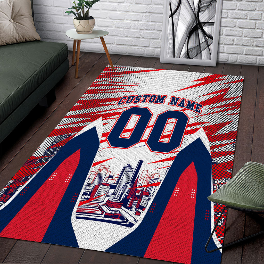 Personalised Western Bulldogs Fan Pride Area Rug Muscular Bulldog Mascot Graphic Art With Melbourne City Skyline