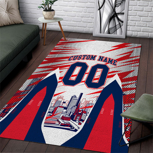 Personalised Western Bulldogs Fan Pride Area Rug Muscular Bulldog Mascot Graphic Art With Melbourne City Skyline