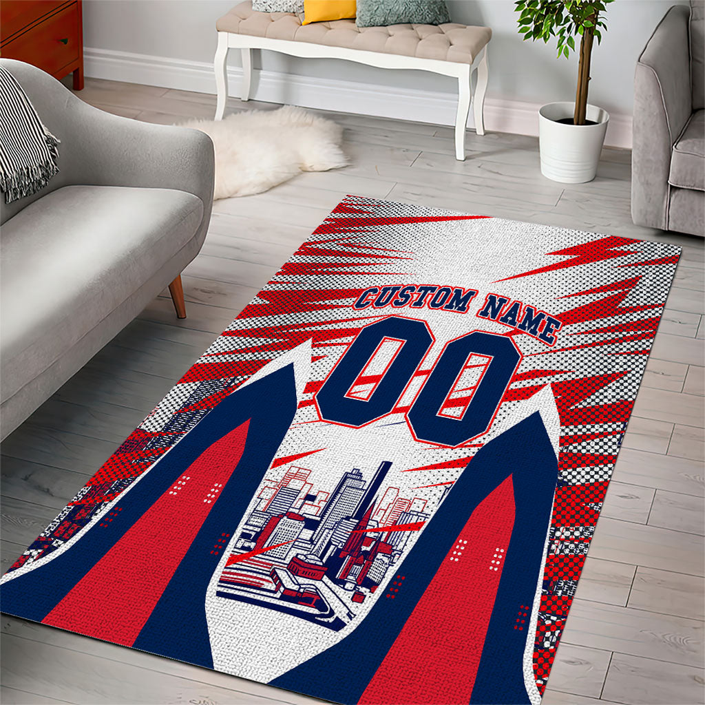Personalised Western Bulldogs Fan Pride Area Rug Muscular Bulldog Mascot Graphic Art With Melbourne City Skyline