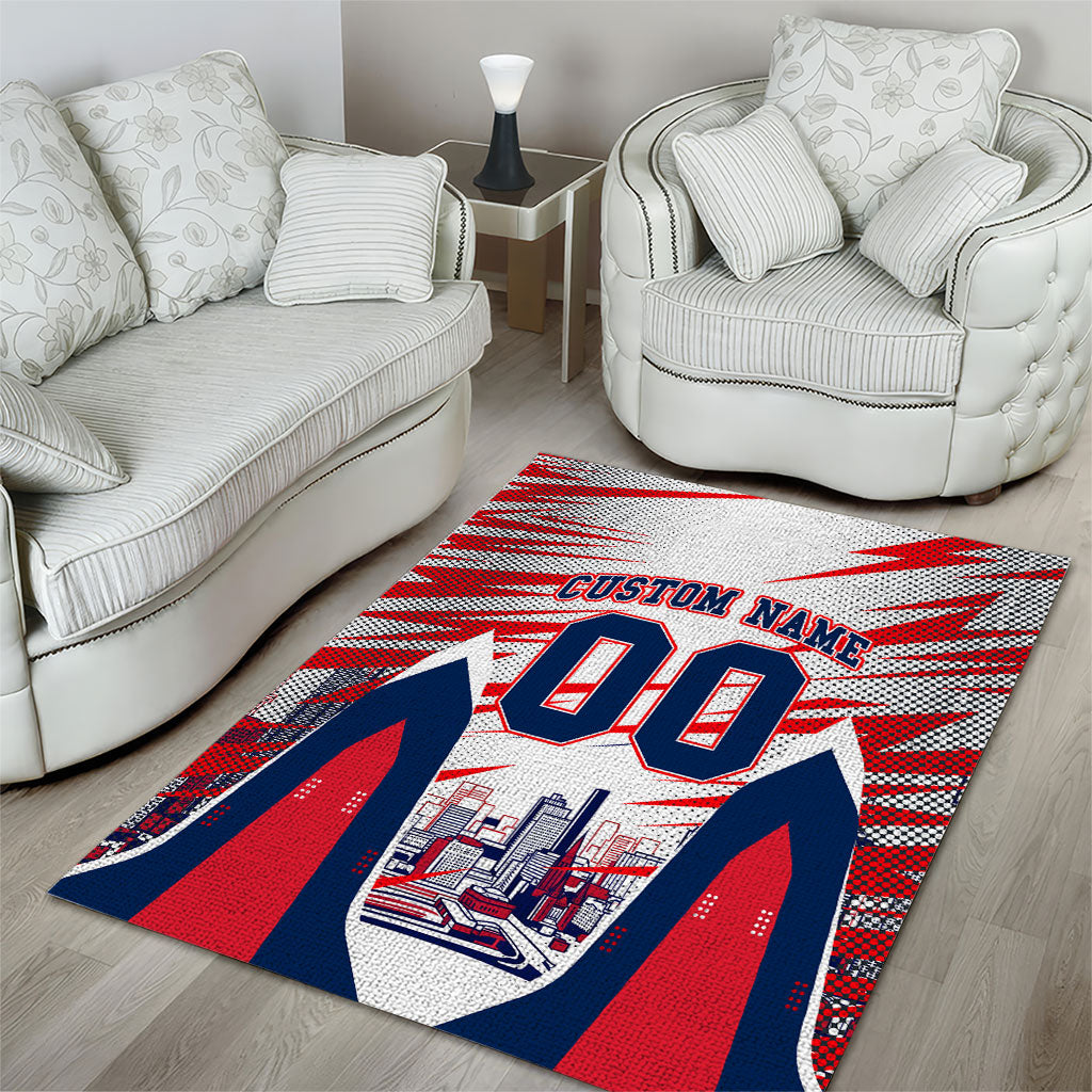 Personalised Western Bulldogs Fan Pride Area Rug Muscular Bulldog Mascot Graphic Art With Melbourne City Skyline