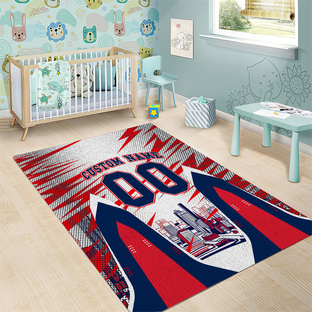 Personalised Western Bulldogs Fan Pride Area Rug Muscular Bulldog Mascot Graphic Art With Melbourne City Skyline