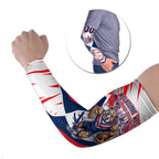 Personalised Western Bulldogs Fan Pride Arm Sleeves Muscular Bulldog Mascot Graphic Art With Melbourne City Skyline