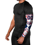 Personalised Western Bulldogs Fan Pride Arm Sleeves Muscular Bulldog Mascot Graphic Art With Melbourne City Skyline
