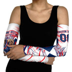Personalised Western Bulldogs Fan Pride Arm Sleeves Muscular Bulldog Mascot Graphic Art With Melbourne City Skyline