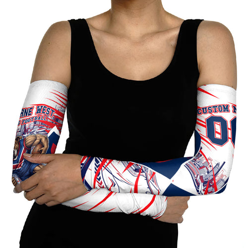 Personalised Western Bulldogs Fan Pride Arm Sleeves Muscular Bulldog Mascot Graphic Art With Melbourne City Skyline