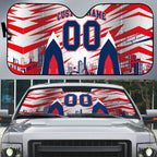 Personalised Western Bulldogs Fan Pride Auto Sun Shade Muscular Bulldog Mascot Graphic Art With Melbourne City Skyline