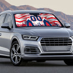 Personalised Western Bulldogs Fan Pride Auto Sun Shade Muscular Bulldog Mascot Graphic Art With Melbourne City Skyline