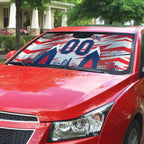 Personalised Western Bulldogs Fan Pride Auto Sun Shade Muscular Bulldog Mascot Graphic Art With Melbourne City Skyline