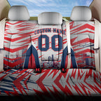 Personalised Western Bulldogs Fan Pride Back Car Seat Cover Muscular Bulldog Mascot Graphic Art With Melbourne City Skyline