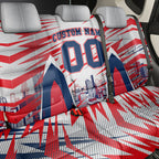 Personalised Western Bulldogs Fan Pride Back Car Seat Cover Muscular Bulldog Mascot Graphic Art With Melbourne City Skyline