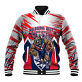 Personalised Western Bulldogs Fan Pride Baseball Jacket Muscular Bulldog Mascot Graphic Art With Melbourne City Skyline