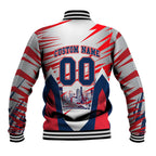 Personalised Western Bulldogs Fan Pride Baseball Jacket Muscular Bulldog Mascot Graphic Art With Melbourne City Skyline