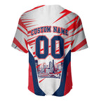 Personalised Western Bulldogs Fan Pride Baseball Jersey Muscular Bulldog Mascot Graphic Art With Melbourne City Skyline