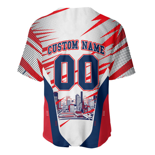 Personalised Western Bulldogs Fan Pride Baseball Jersey Muscular Bulldog Mascot Graphic Art With Melbourne City Skyline