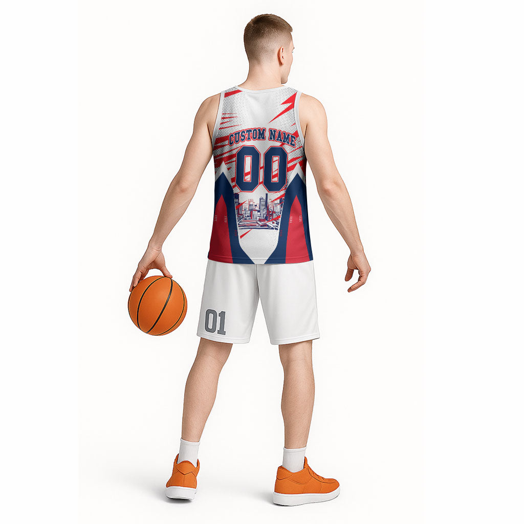 Personalised Western Bulldogs Fan Pride Basketball Jersey Muscular Bulldog Mascot Graphic Art With Melbourne City Skyline