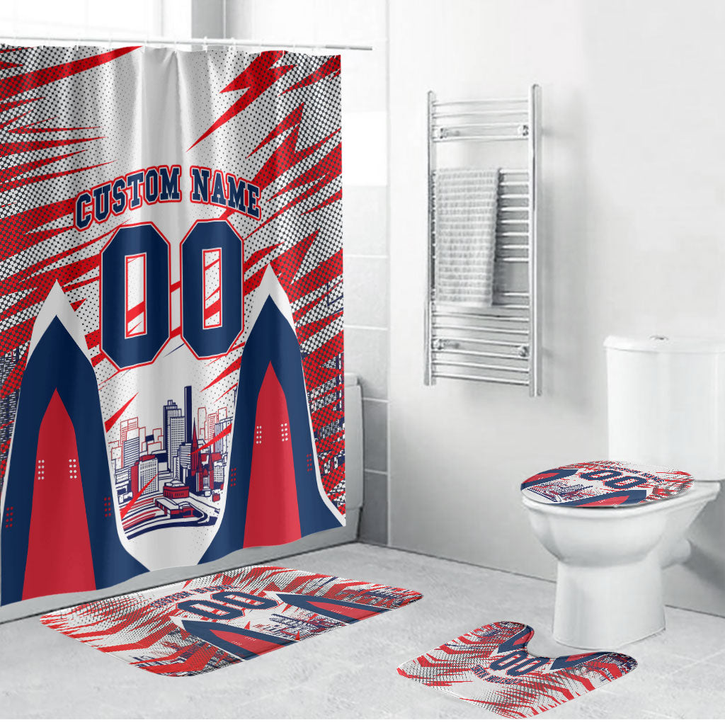 Personalised Western Bulldogs Fan Pride Bathroom Set Muscular Bulldog Mascot Graphic Art With Melbourne City Skyline
