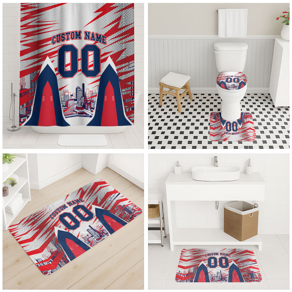 Personalised Western Bulldogs Fan Pride Bathroom Set Muscular Bulldog Mascot Graphic Art With Melbourne City Skyline