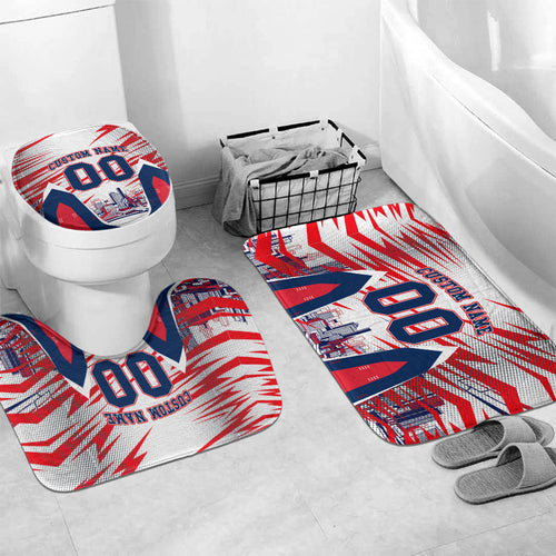Personalised Western Bulldogs Fan Pride Bathroom Set Muscular Bulldog Mascot Graphic Art With Melbourne City Skyline