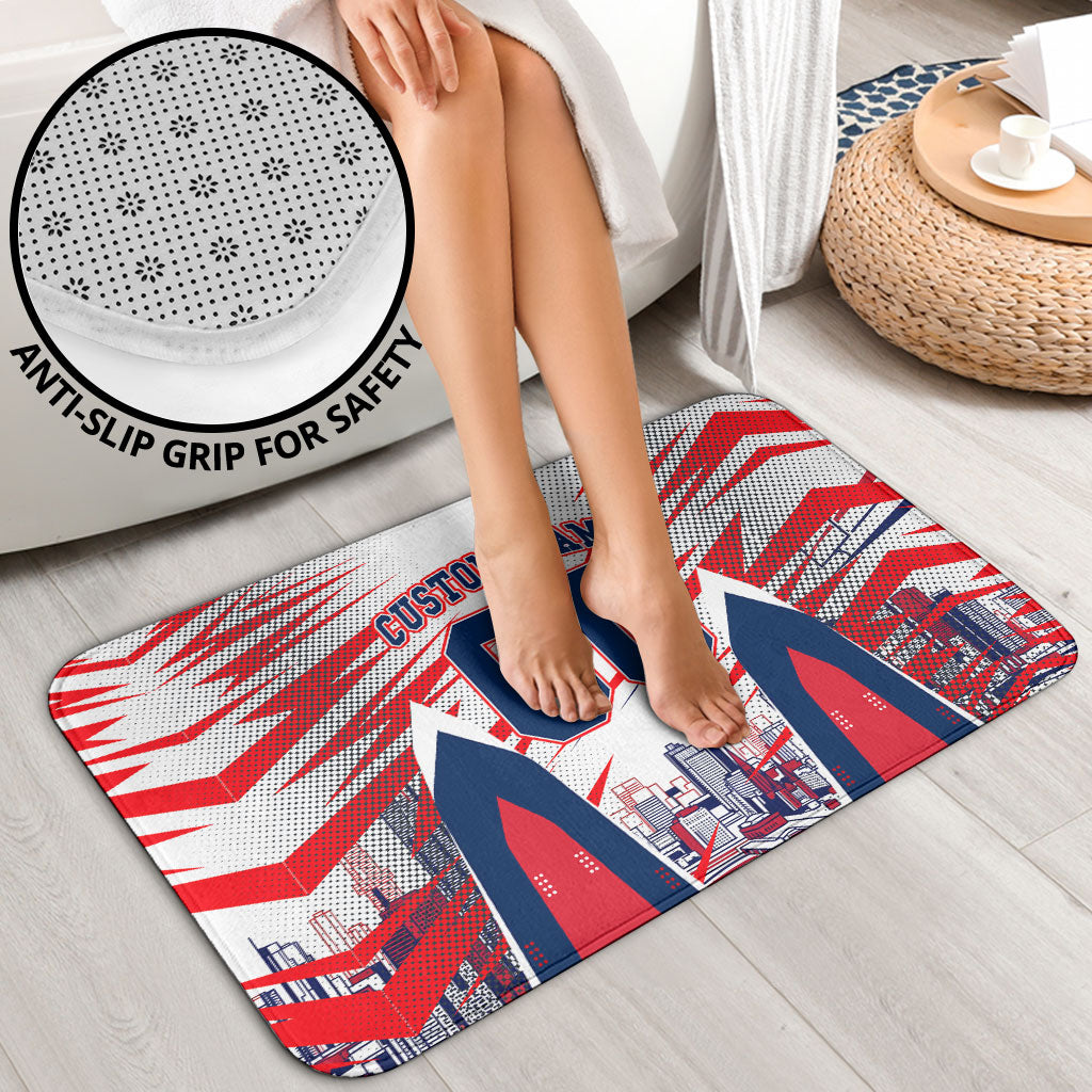 Personalised Western Bulldogs Fan Pride Bathroom Set Muscular Bulldog Mascot Graphic Art With Melbourne City Skyline