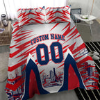 Personalised Western Bulldogs Fan Pride Bedding Set Muscular Bulldog Mascot Graphic Art With Melbourne City Skyline