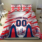 Personalised Western Bulldogs Fan Pride Bedding Set Muscular Bulldog Mascot Graphic Art With Melbourne City Skyline