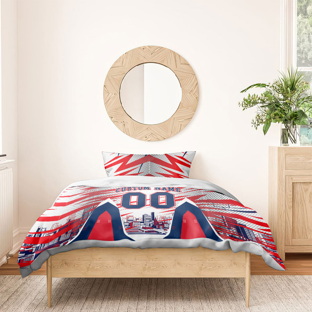Personalised Western Bulldogs Fan Pride Bedding Set Muscular Bulldog Mascot Graphic Art With Melbourne City Skyline