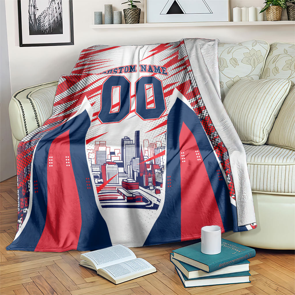 Personalised Western Bulldogs Fan Pride Blanket Muscular Bulldog Mascot Graphic Art With Melbourne City Skyline