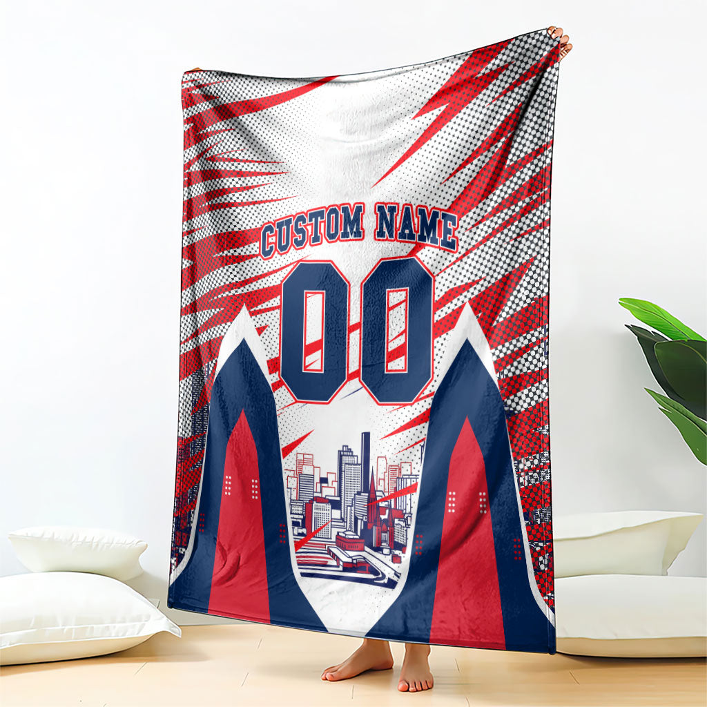 Personalised Western Bulldogs Fan Pride Blanket Muscular Bulldog Mascot Graphic Art With Melbourne City Skyline
