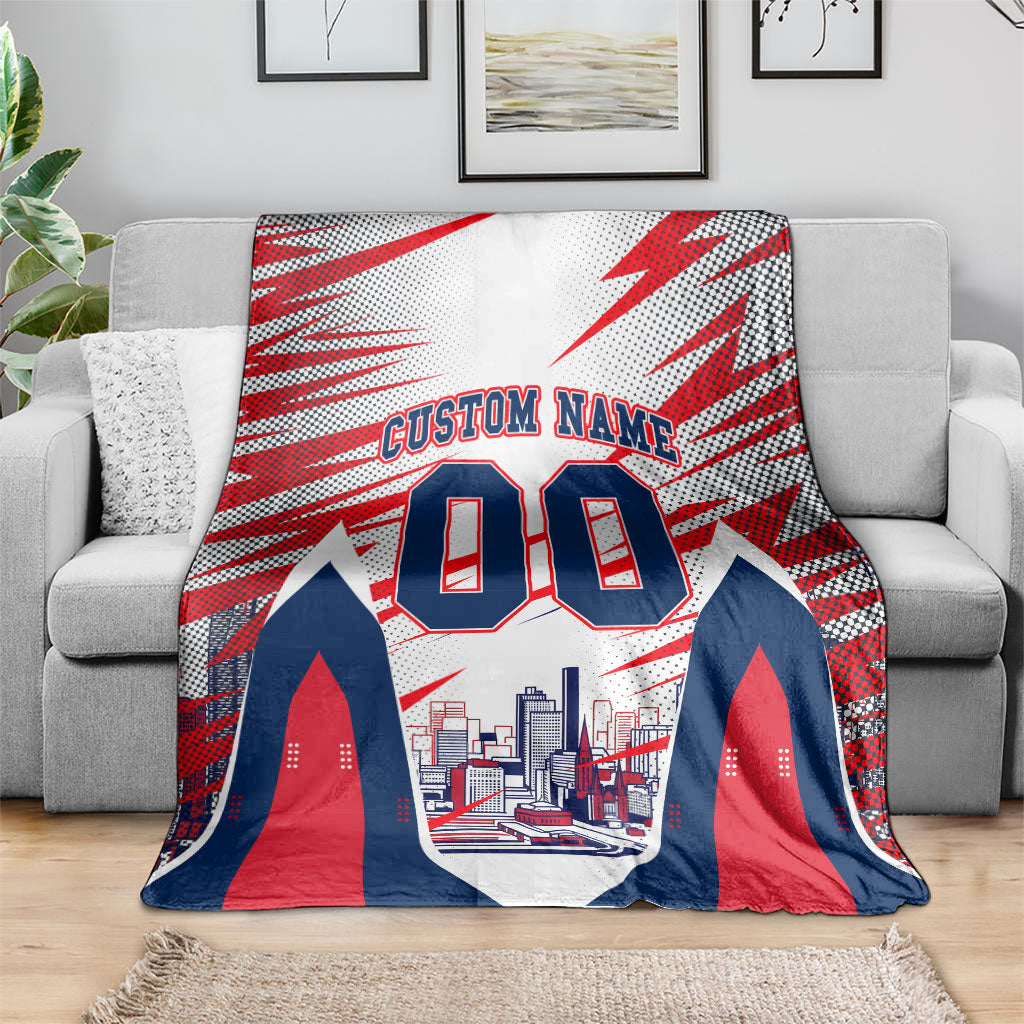 Personalised Western Bulldogs Fan Pride Blanket Muscular Bulldog Mascot Graphic Art With Melbourne City Skyline