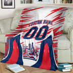 Personalised Western Bulldogs Fan Pride Blanket Muscular Bulldog Mascot Graphic Art With Melbourne City Skyline