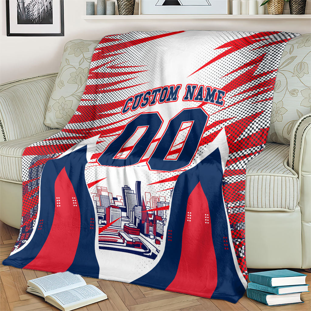 Personalised Western Bulldogs Fan Pride Blanket Muscular Bulldog Mascot Graphic Art With Melbourne City Skyline