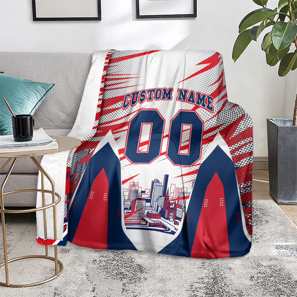 Personalised Western Bulldogs Fan Pride Blanket Muscular Bulldog Mascot Graphic Art With Melbourne City Skyline