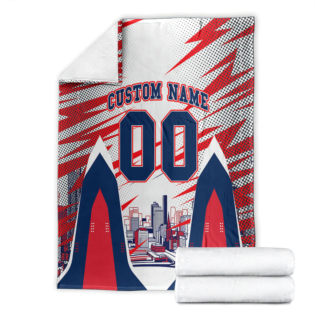 Personalised Western Bulldogs Fan Pride Blanket Muscular Bulldog Mascot Graphic Art With Melbourne City Skyline