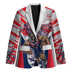 Personalised Western Bulldogs Fan Pride Blazer Muscular Bulldog Mascot Graphic Art With Melbourne City Skyline