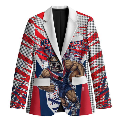 Personalised Western Bulldogs Fan Pride Blazer Muscular Bulldog Mascot Graphic Art With Melbourne City Skyline