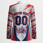 Personalised Western Bulldogs Fan Pride Blazer Muscular Bulldog Mascot Graphic Art With Melbourne City Skyline