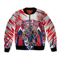 Personalised Western Bulldogs Fan Pride Bomber Jacket Muscular Bulldog Mascot Graphic Art With Melbourne City Skyline