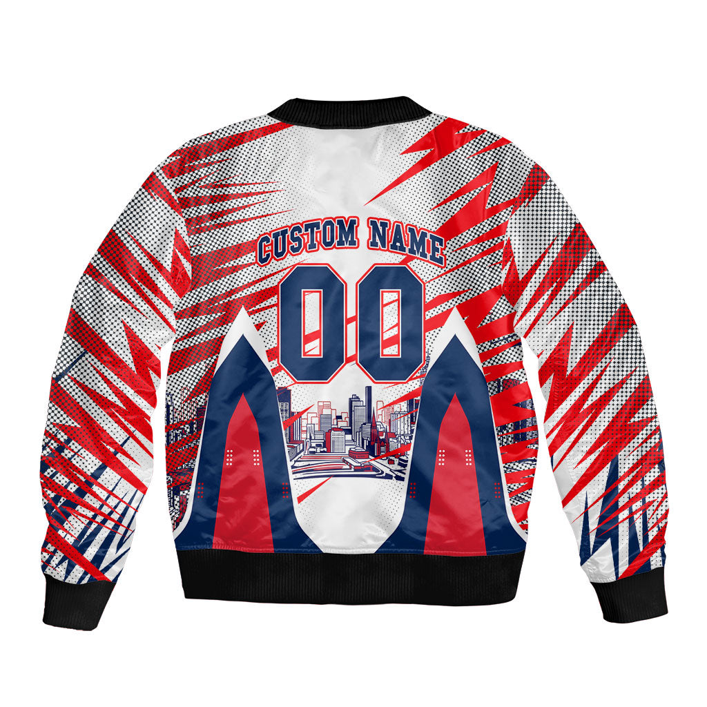 Personalised Western Bulldogs Fan Pride Bomber Jacket Muscular Bulldog Mascot Graphic Art With Melbourne City Skyline