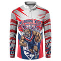 Personalised Western Bulldogs Fan Pride Button Sweatshirt Muscular Bulldog Mascot Graphic Art With Melbourne City Skyline