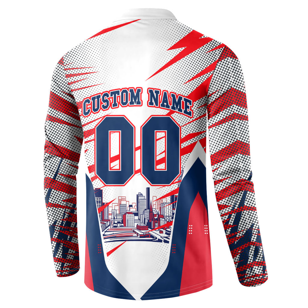 Personalised Western Bulldogs Fan Pride Button Sweatshirt Muscular Bulldog Mascot Graphic Art With Melbourne City Skyline
