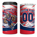 Personalised Western Bulldogs Fan Pride 4 in 1 Can Cooler Tumbler Muscular Bulldog Mascot Graphic Art With Melbourne City Skyline