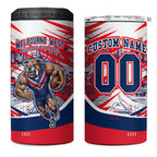Personalised Western Bulldogs Fan Pride 4 in 1 Can Cooler Tumbler Muscular Bulldog Mascot Graphic Art With Melbourne City Skyline