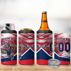 Personalised Western Bulldogs Fan Pride 4 in 1 Can Cooler Tumbler Muscular Bulldog Mascot Graphic Art With Melbourne City Skyline