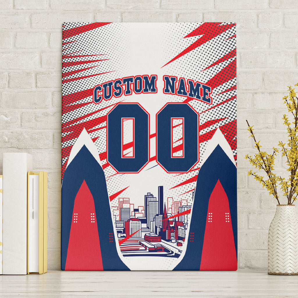 Personalised Western Bulldogs Fan Pride Canvas Wall Art Muscular Bulldog Mascot Graphic Art With Melbourne City Skyline