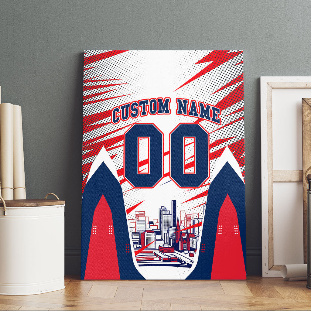 Personalised Western Bulldogs Fan Pride Canvas Wall Art Muscular Bulldog Mascot Graphic Art With Melbourne City Skyline