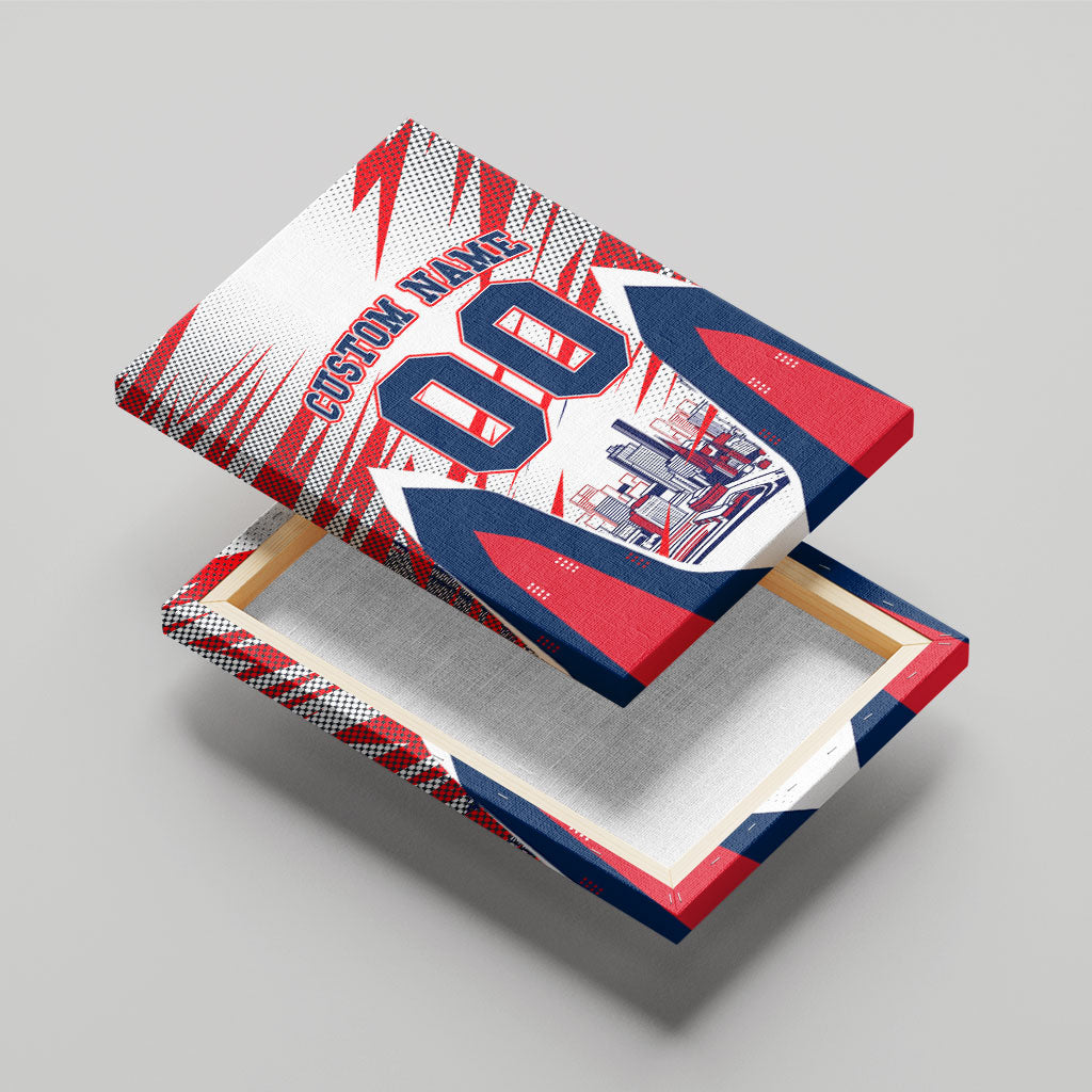 Personalised Western Bulldogs Fan Pride Canvas Wall Art Muscular Bulldog Mascot Graphic Art With Melbourne City Skyline
