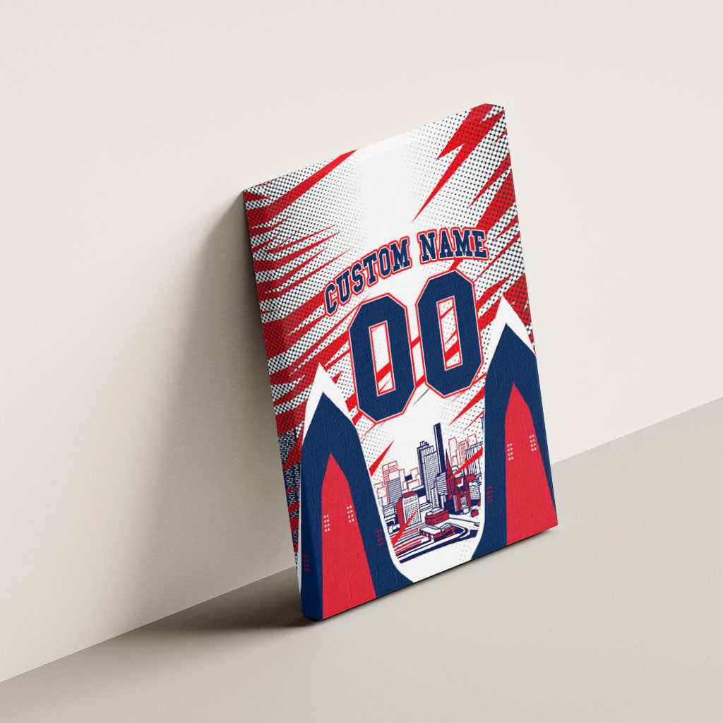 Personalised Western Bulldogs Fan Pride Canvas Wall Art Muscular Bulldog Mascot Graphic Art With Melbourne City Skyline