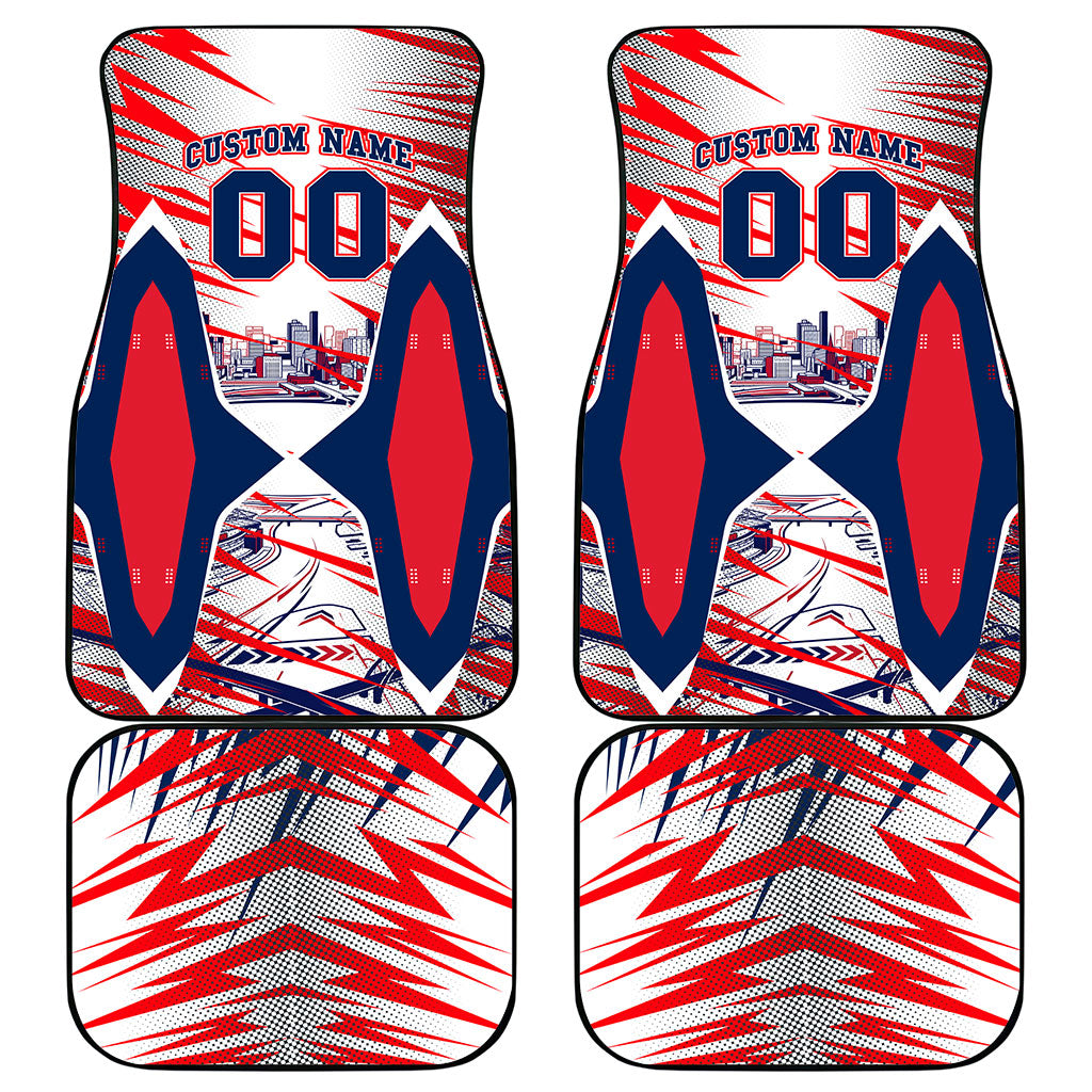Personalised Western Bulldogs Fan Pride Car Mats Muscular Bulldog Mascot Graphic Art With Melbourne City Skyline
